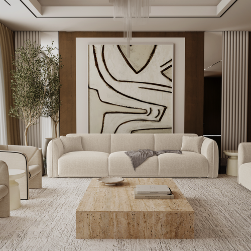 Premium Interiors - Bank LUSH - zacht aanvoelende geweven stof  beige 235cm