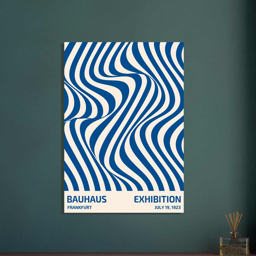 Artfulprints Poster met Lijst Bauhaus - Exhibition Frankfurt blue   - A4 21x29.7 cm - Blauw