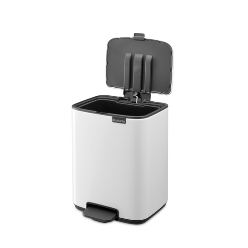 Brabantia Bo Pedaalemmer, 7 liter, stil sluitend, kunststof binnenemmer - White