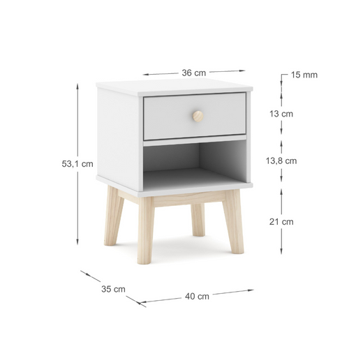 Calicosy - SIMON Tafel - Licht hout - 35x40x53,1 cm