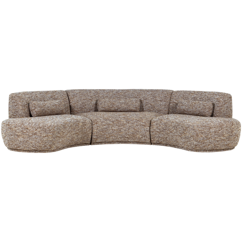 WOOOD half ronde bank 6-zits Batavier - Polyester - Lichtbruin Melange - 74x320x176