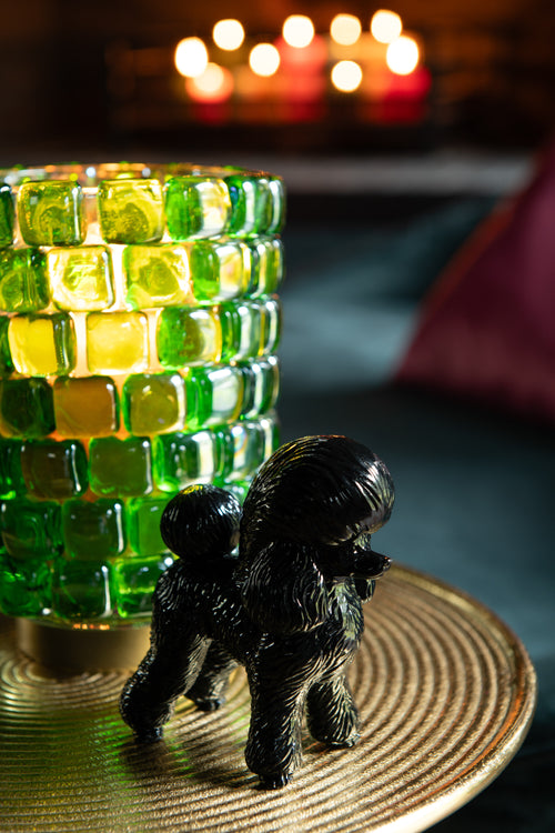 J-Line decoratie Hond Poodle - polyresin - goud/zwart/wit - 3 stuks