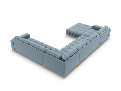 Cosmopolitan Design Panoramische hoekbank rechts Bali 7-zits, flueel, lichtblauw - 256x327x75cm