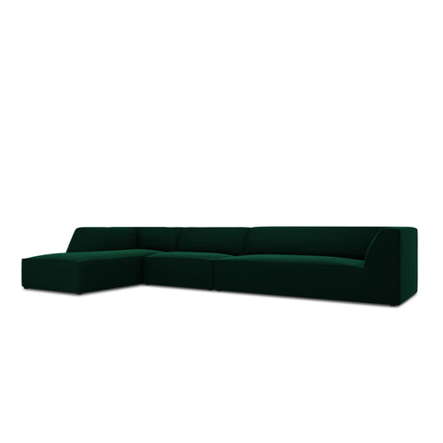 Cosmopolitan Design - Modulaire hoekbank links Siena 5-zits, flueel flessengroen - 180x366x69cm