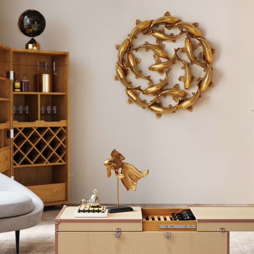 Kare Design Wanddecoratie karperen koi goud 102cm