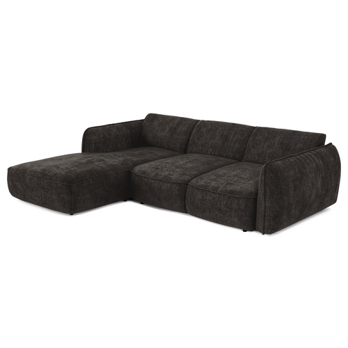 Sia Home - Linkshoekbank met slaapfunctie LIVIA - geweven fluweel donker antraciet 274cm