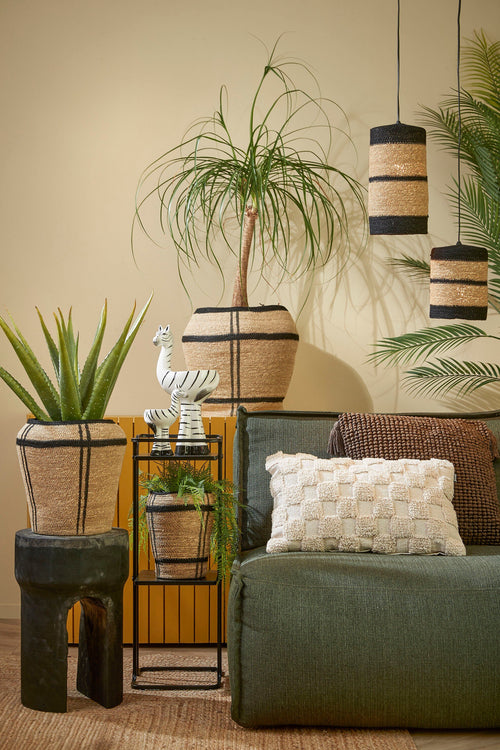 Mica Decorations Jinx Hanglamp - H30 x Ø15 cm - Jute - Zwart - vtwonen shop