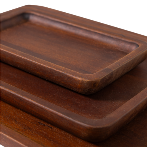 WOOOD dienblad Trayla - Mangohout - Bruin - Set van 3 - 45x35x3/35x25x3/25x15x3