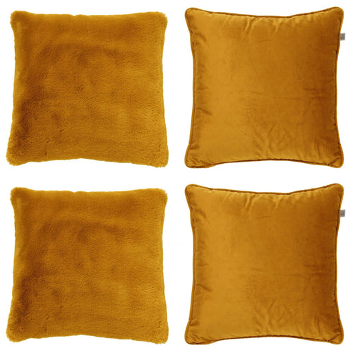 KUSSENSET - 4-delig Soft Textures - 45x45 cm - inclusief binnenkussens - geel