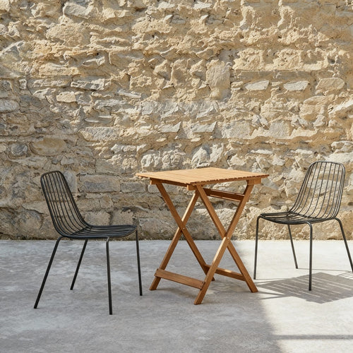 Tikamoon Tuinset van massief acaciahout en metaal, 2 stoelen - Zwart