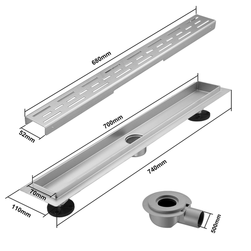 LOMAZOO douchegoot Cayma - geborsteld RVS - 70 cm