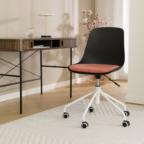Nolon Nout-Liv Bureaustoel Zwart - Terracotta Kussen - Wit Onderstel