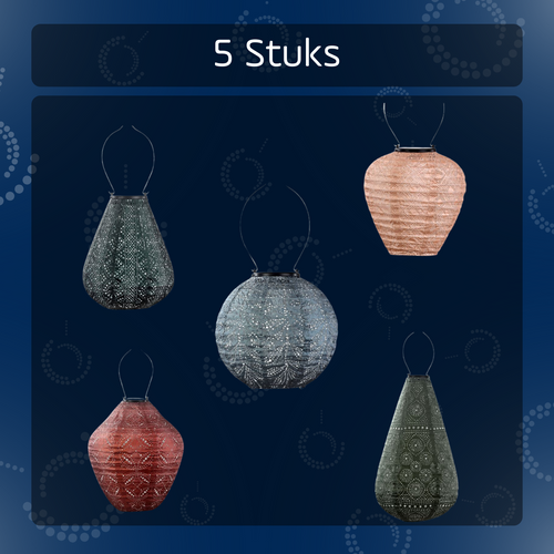 Lumiz solar lampion - botanico set - 5 stuks - vtwonen shop