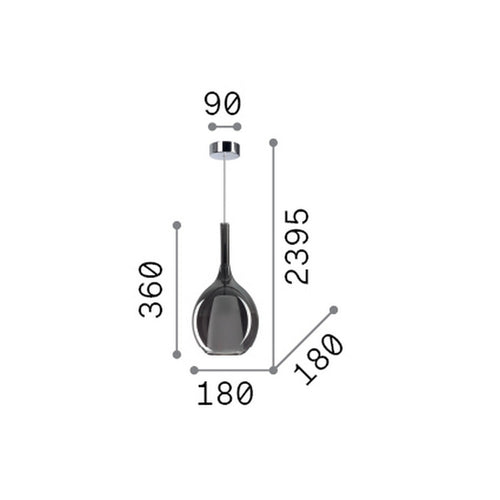 Ideal Lux KALIQUE 18 cm bolvormige hanglamp met rookkleurige afwerking, 1x E27-fitting