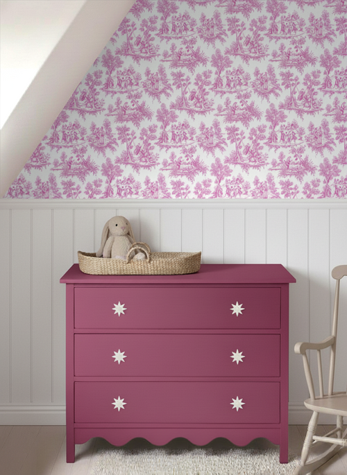 ESTAhome behang toile de jouy print roze - 53 cm x 10.05 m - 136819