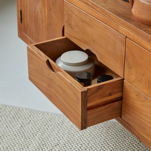 Tikamoon Massief acacia tv-meubel 180 cm - Donkerbruin - vtwonen shop