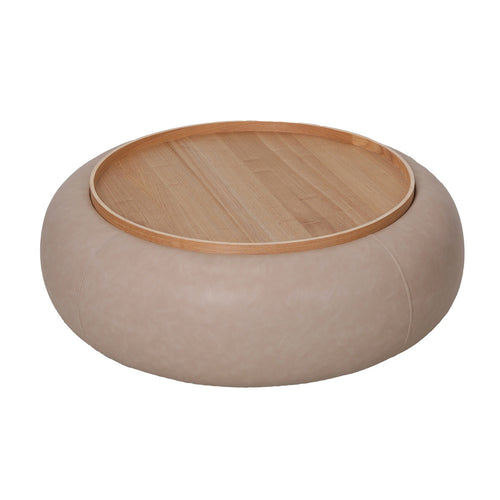 DÉJA Living Salontafel Draby - Taupe/Naturel - Met Opbergruimte - Ø102cm - vtwonen shop