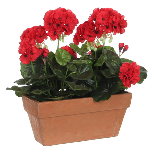 Mica Decorations Geranium Kunstplant in Balkonbak - L29 x B13 x H40 cm - Rood - vtwonen shop