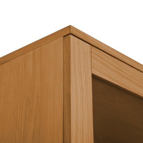 Furnhouse vitrinekast Kerteminde - Natuurlijk eikenhout - MDF, Eikenfineer, Glas - 45x124x146