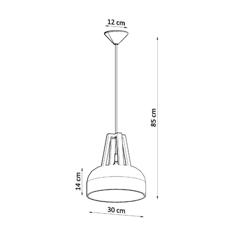 Sollux Lighting Hanglamp CASCO zwart/natuurlijk hout - 30x30x85cm