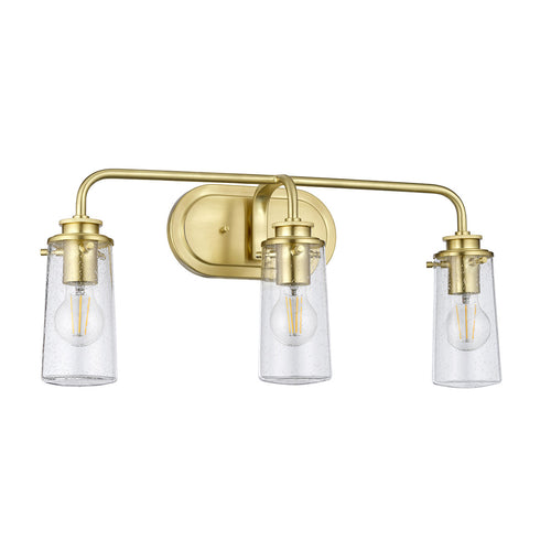 Braelyn Kichler 3-lichts wandlamp geborsteld messing IP44