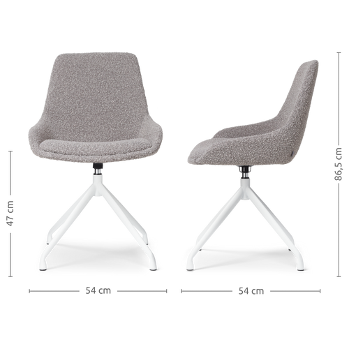 Nolon Nola-Isa Draaibare Eetkamerstoelen Bouclé Taupe - Wit - 2x - vtwonen shop