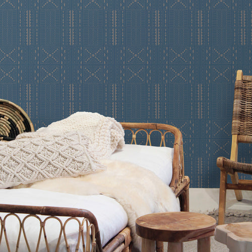 Walls4You behang etnisch motief vergrijsd donker blauw en grijs - 53 cm x 10 m - 640140 - vtwonen shop