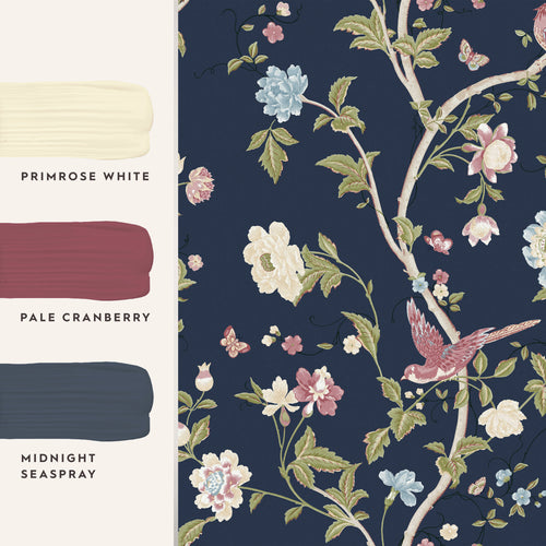 Laura Ashley Vliesbehang - Summer Palace Midnight Blue - Blauw 10mx52cm - vtwonen shop