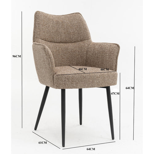 DÉJA Living Eetkamerstoel Zayn - Taupe/Zwart - Zithoogte 47cm - Set van 2 - vtwonen shop