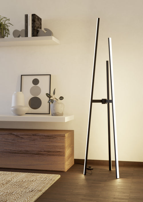 EGLO vloerlamp Mongolana - led - 151 cm - zwart/wit