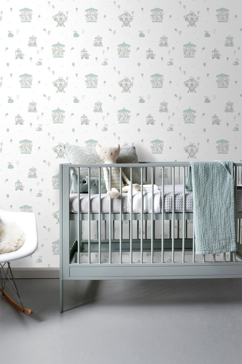 Sanders & Sanders behang dieren mintgroen en wit - 53 cm x 10 m - 640556