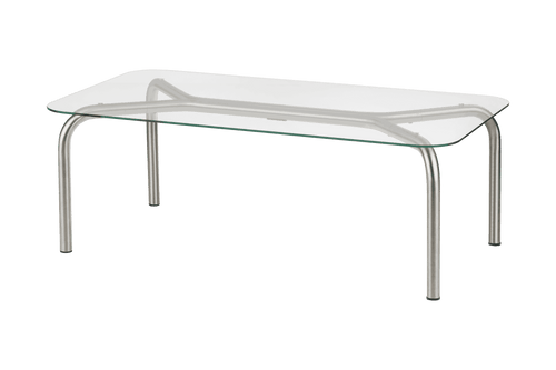 noo.ma Uku salontafel 84,2 x 84,2 x 8,7 cm - glas en geborsteld staal