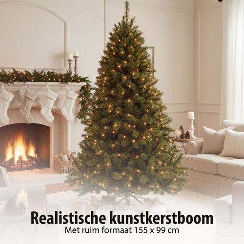 Triumph Tree Bristlecone Kunstboom - Kerstboom met 144 Warm Witte LED Lampjes - Kerstversiering voor Binnen - Scharnierconstructie voor Snelle Opbouw