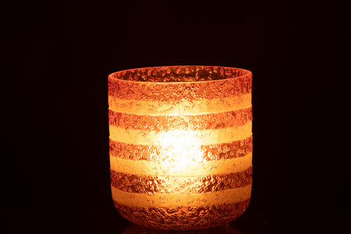 J-Line windlicht Strepen - glas - rood/wit - large