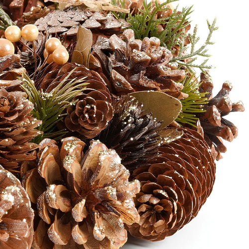 Mica Decorations Kerstkrans Brant H9 x Ø45 cm - Deurkrans met Dennenappels - Kerst Krans Deur en Tafel - Multifunctionele Kerstversiering - Bruin