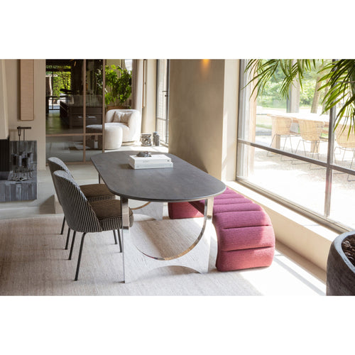 WOOOD eetkamerstoelen Vogue - Polyester - Zwart/Grijs - Set van 6