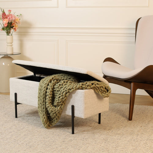 Nolon Jente bankje met opbergruimte beige melange - 95 x 37 cm