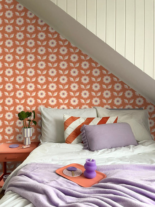 ESTAhome behang bloemen terracotta oranje - 50 x 900 cm - 131865