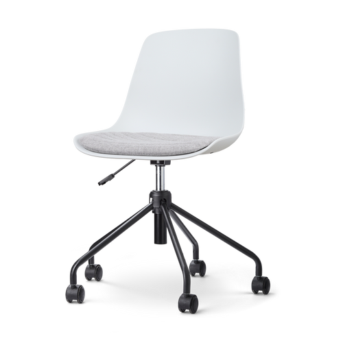 Nolon Nout-Liv Bureaustoel Wit - Lichtgrijs Kussen - Zwart Onderstel