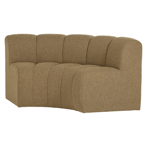 WOOOD eetbank halfronde hoek leuning Mojo - Bouclé - Geelbruin - 83x152x74