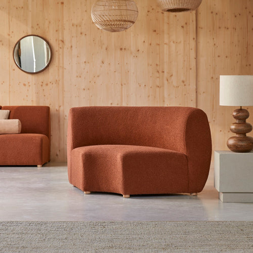 Tikamoon Modulaire 4-zitshoekbank van massief acacia en terracotta stof - Terracotta