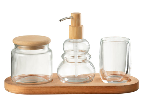 J-Line badkamerset - glas/hout - tansparant