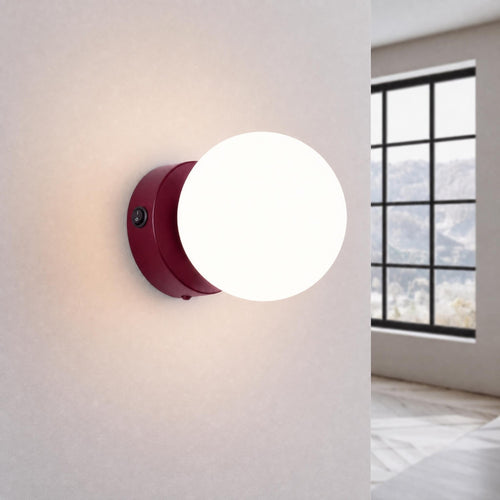 Sollux Lighting Wandlamp YOLI 1 bordeaux met schakelaar - 12x14x12cm