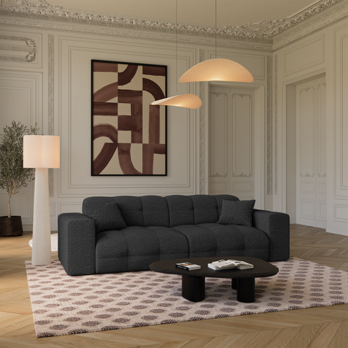 Premium Interiors - Bank COCOON - bouclé-stof donker antraciet 230cm