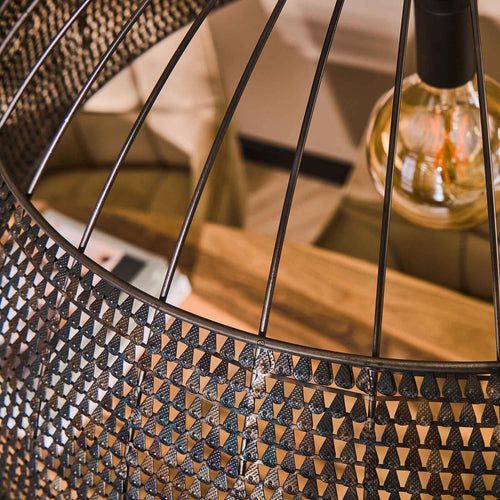 Giga Meubel Hanglamp Armor - Zwart/Bruin - 1-Lichts - Ø80x80cm - vtwonen shop