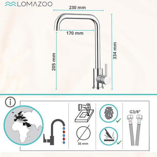 LOMAZOO keukenkraan Hybris - mengkraan - chroom