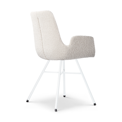 Nolon Noa-Eef Eetkamerstoelen Set van 2 - Bouclé Beige - Witte Poten - vtwonen shop