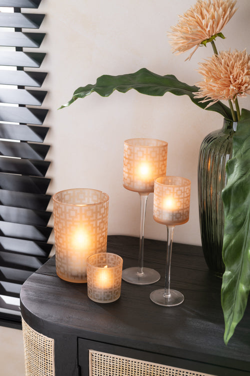 J-Line windlicht Vierkanten - glas - beige - small - 3 stuks - vtwonen shop