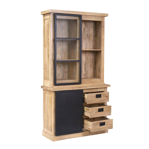 Starfurn Vitrinekast Noa - Naturel Hout - 120x45x220cm
