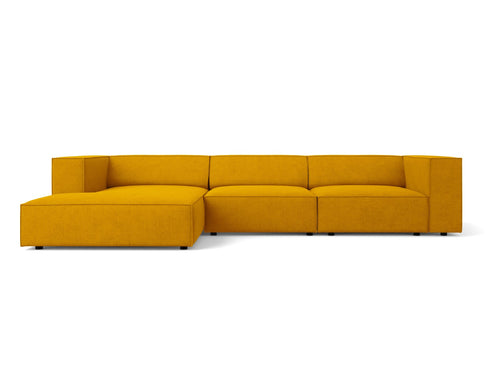 Cosmopolitan Design linker hoekbank Arendal 4-zits, chenille met ribbeleffect, mosterd - 166x284x70cm